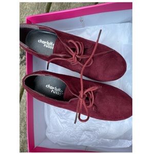 Charlotte Russe maroon Lace up Wedge Bootie!